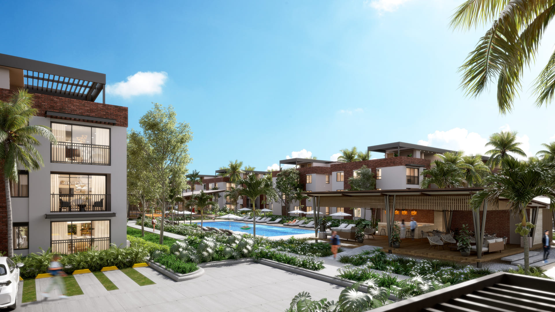 Vista frontal de condominios