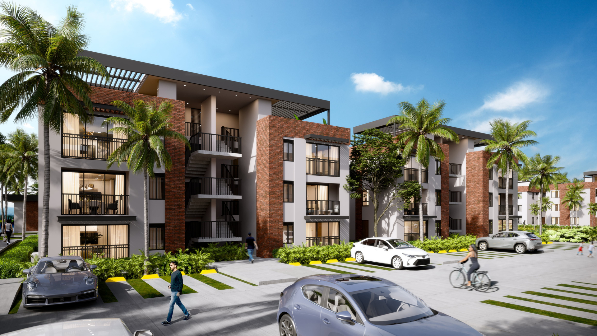 Vista frontal de condominios